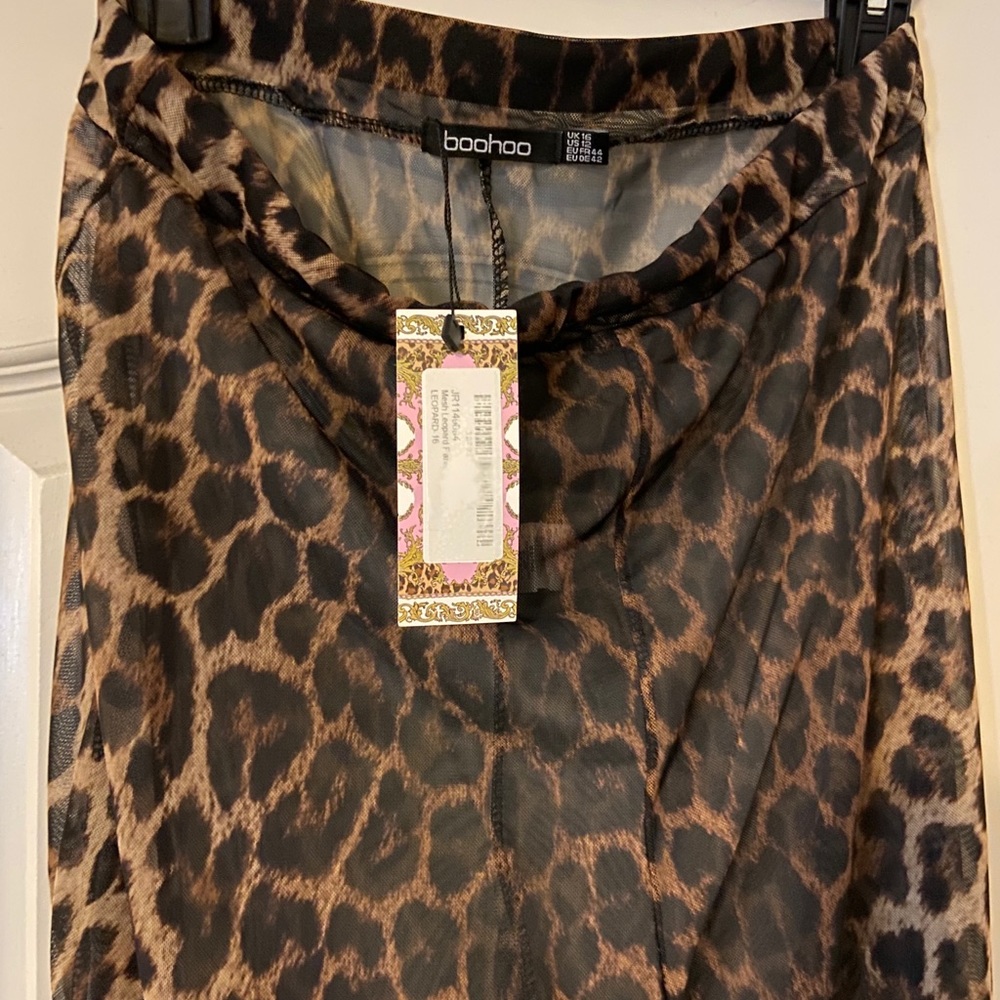 Flare mesh leopard print pants boo hoo